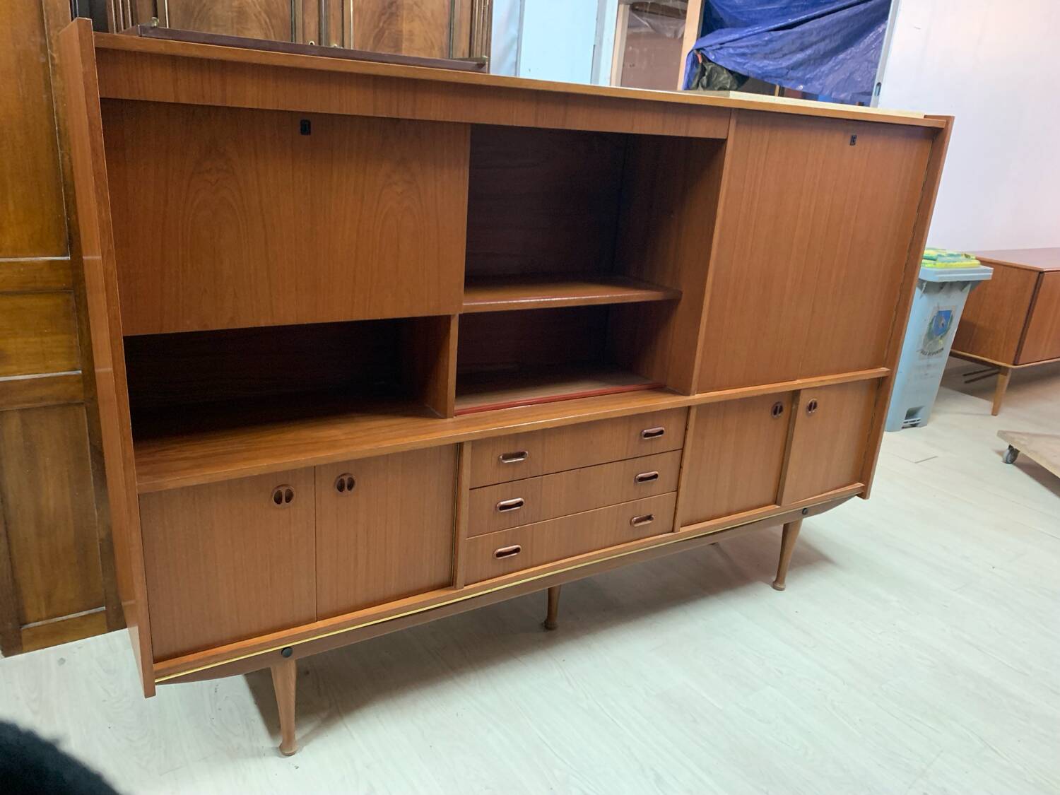 Vintage Scandinavian library, tall sideboard