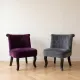 Pair of classic style crapaud armchairs in grey velvet.