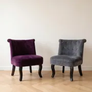 Pair of classic style crapaud armchairs in grey velvet.