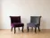 Pair of classic style crapaud armchairs in grey velvet.
