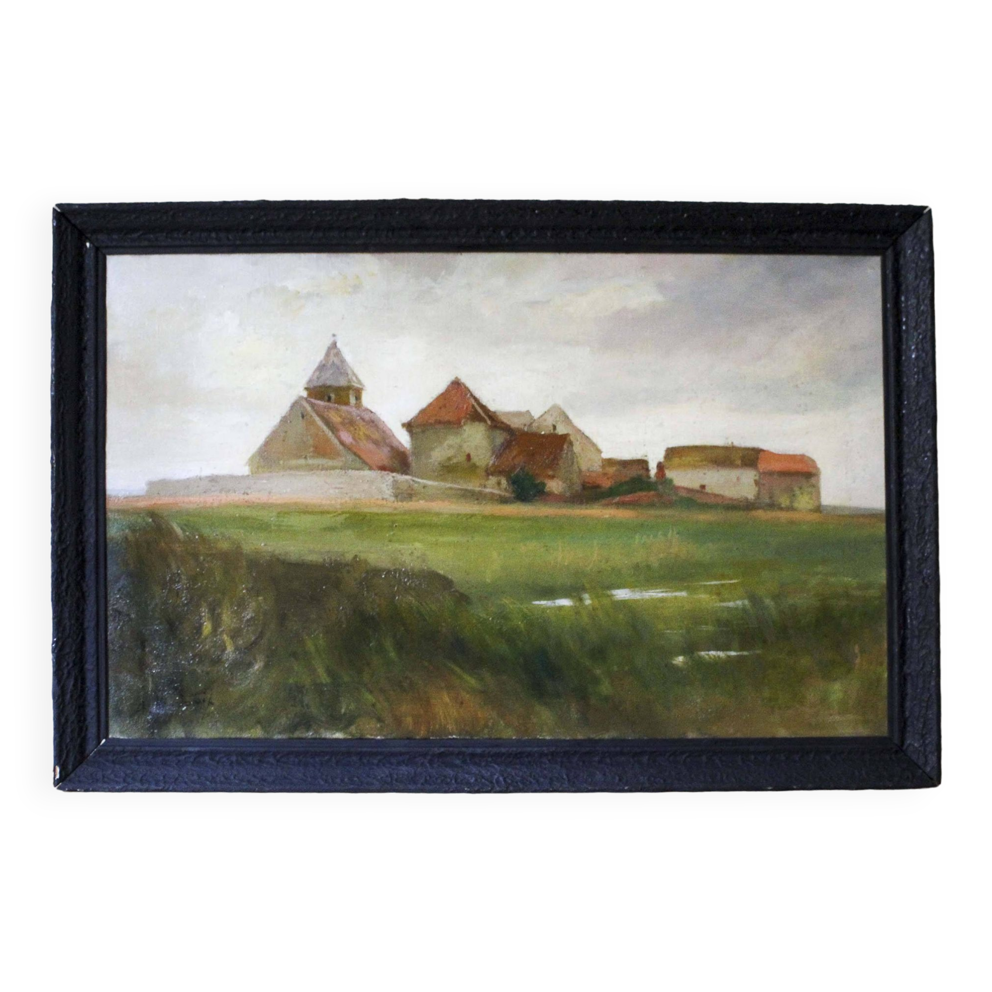 Oil on canvas signed Paysage de Beauce
