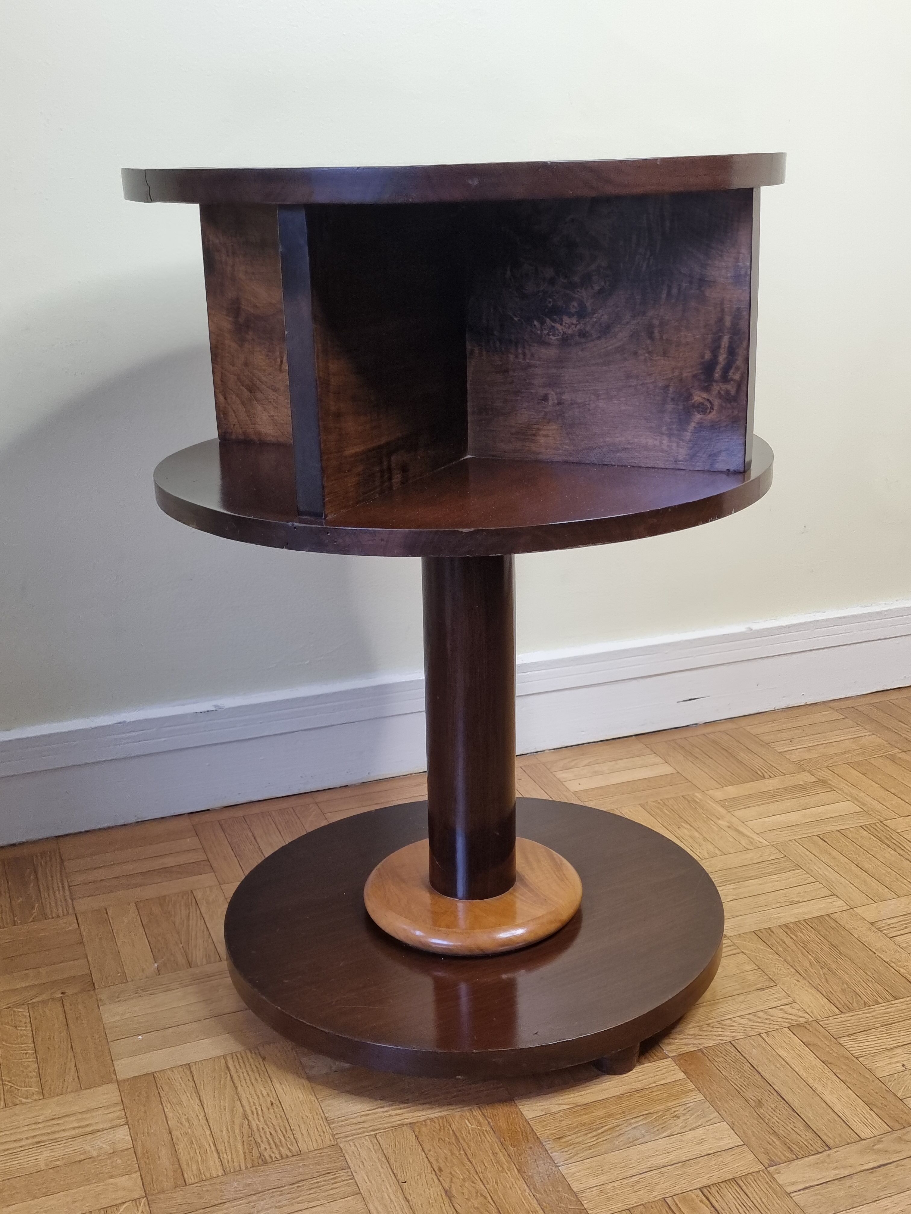 Solid wood pedestal table in Art Deco style