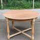 Renovated round extendable farmhouse dining table made of solid wood, 115cm.