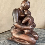 Signed maternity sculpture, patinated bronze terracotta, 1960s