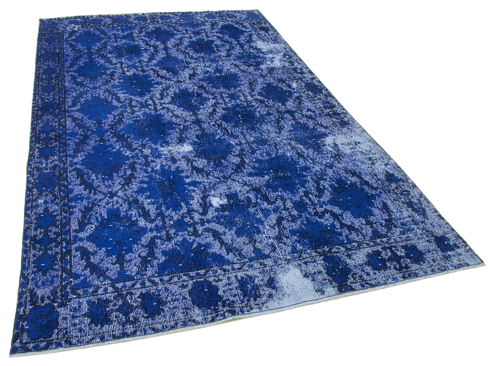 Handmade rustic anatolian 1970s 173 cm x 281 cm blue rug