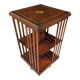English rotating library in mahogany and marquetry
