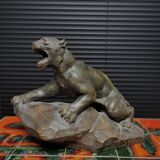 Keramieken beeld tijger, période Art déco, conçu par A. Fagotto