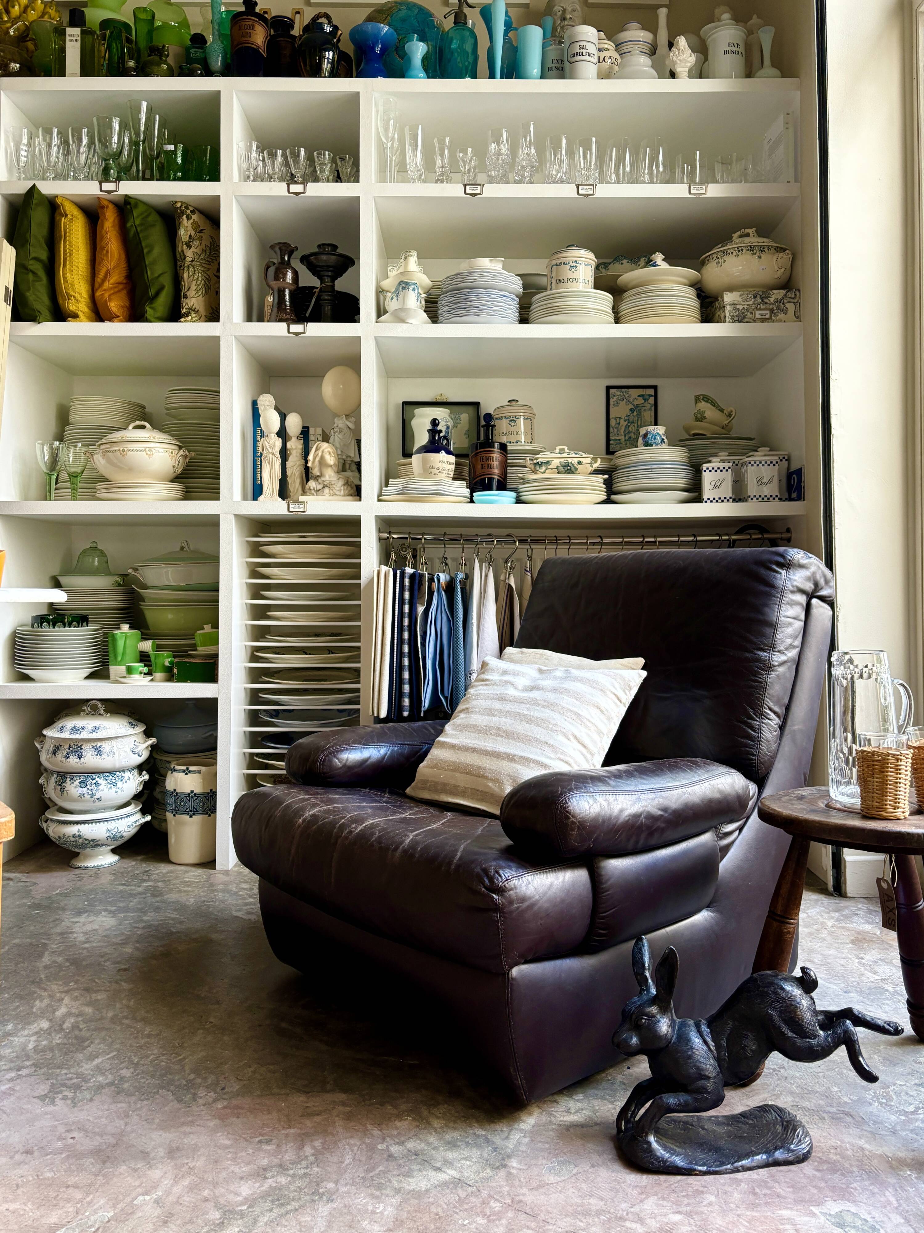 Fauteuil en cuir marron