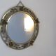 Miroir en métal doré rond, couronne de roses