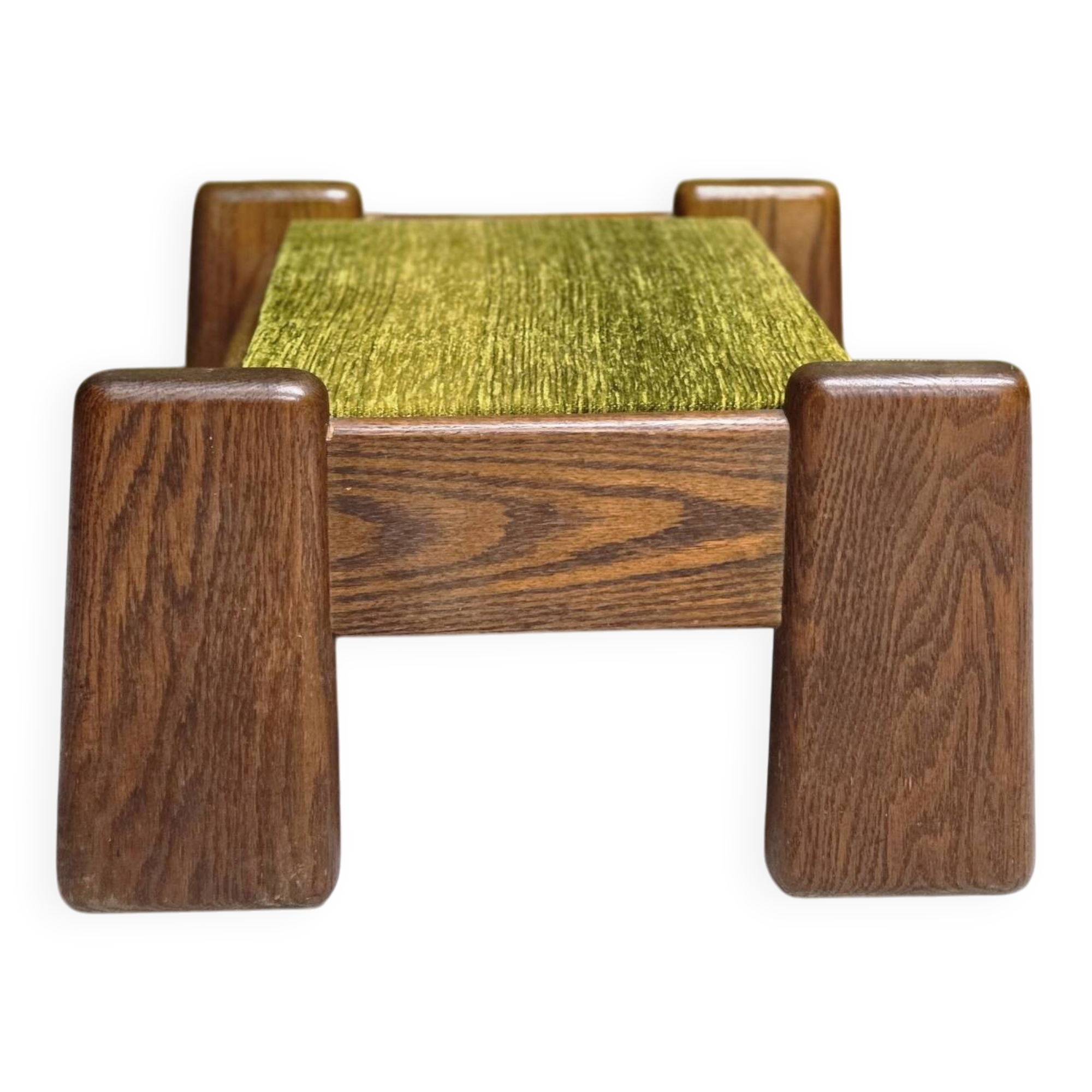 Brutalist oak footstool end table – 1970s