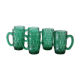 Ensemble de 6 mugs en verre, vert, vintage français, 1980