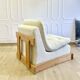 Vintage brutalist armchair in oak – ecru boucle fabric