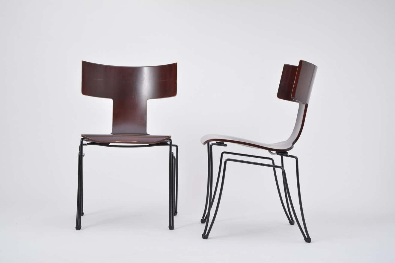 Pair of vintage Anziano dining chairs by John Hutton for Donghia