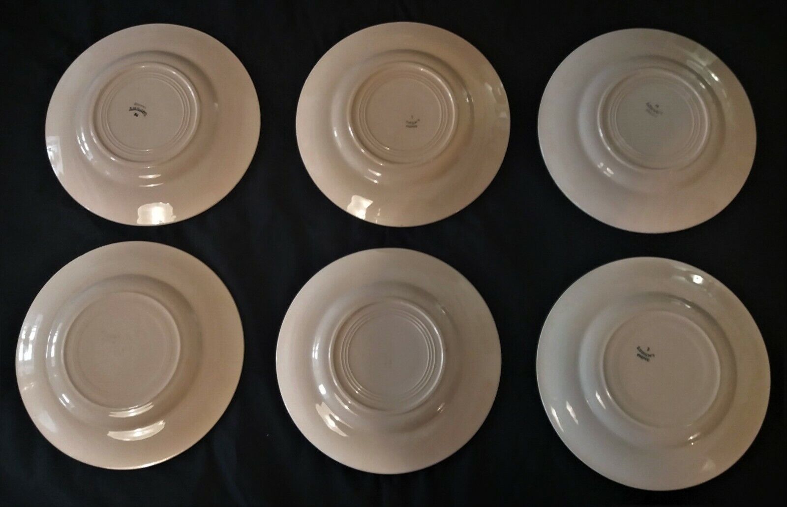Series of six dessert plates Longwy years 50 cherry blossoms