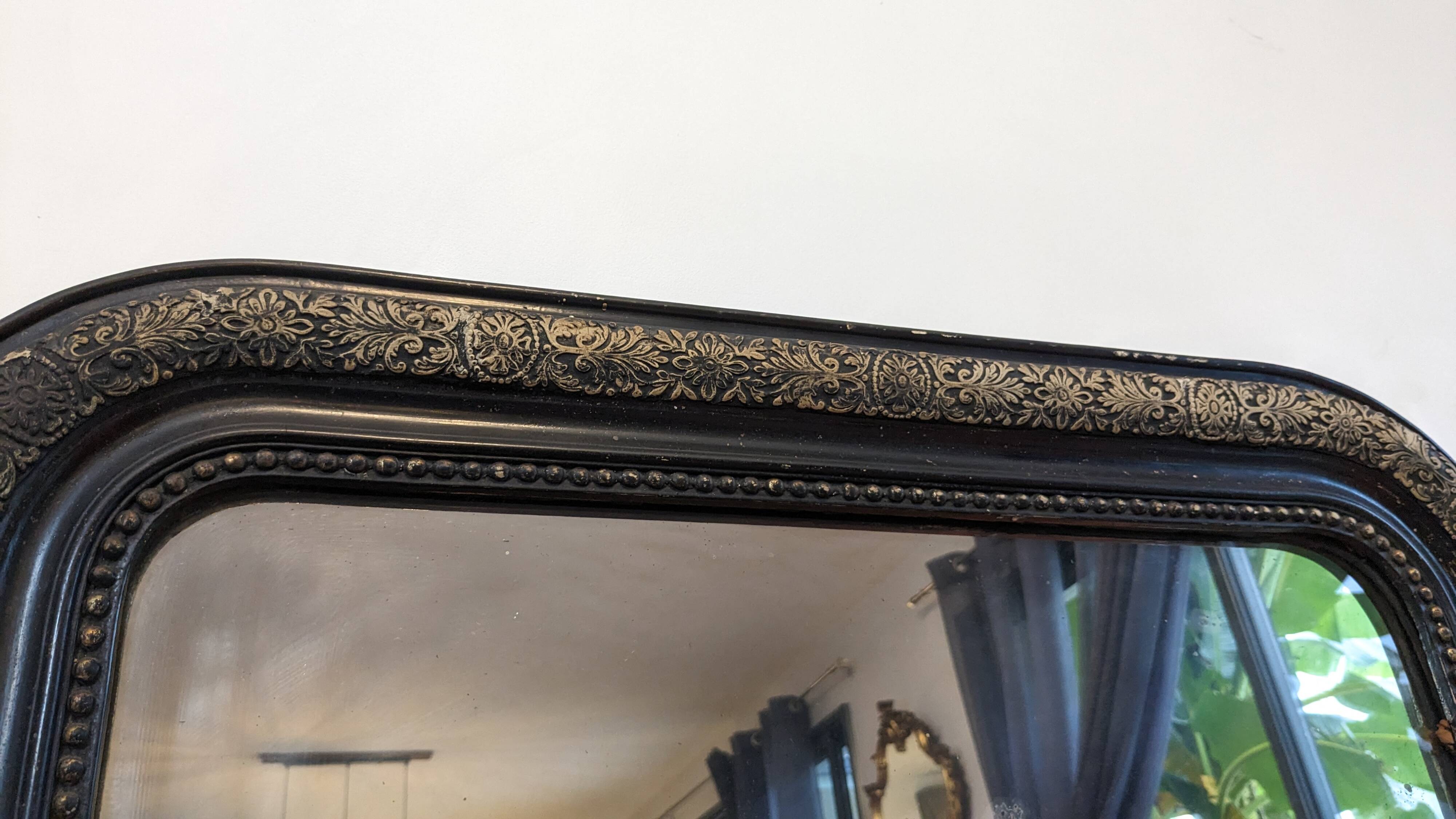 Louis Philippe black and gold mirror 108 x 77 cm