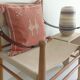 Coussin en lin marocain fait à la main, rose et crème, style mauresque, neuf