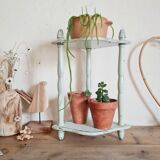 Old green patinated wooden shelf