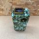 Ancien vase marei forme rectangle fat lava vert & blanc vintage