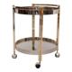 Hollywood Regency round Brass and Nickel Serving trolley 1970s