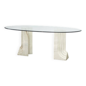 Vintage travertine  dining table, 1970s