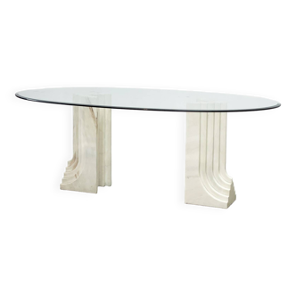 Vintage travertine  dining table, 1970s