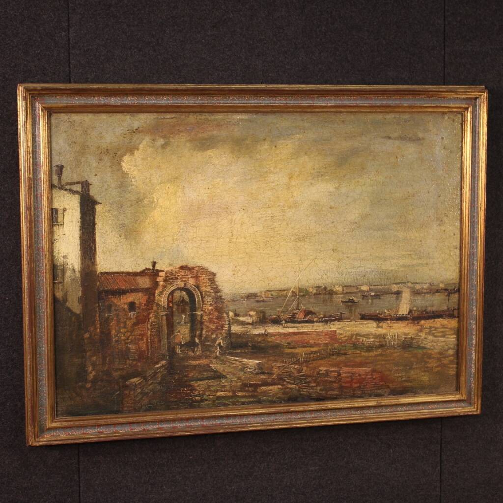 Italian seascape painting oil on canvas