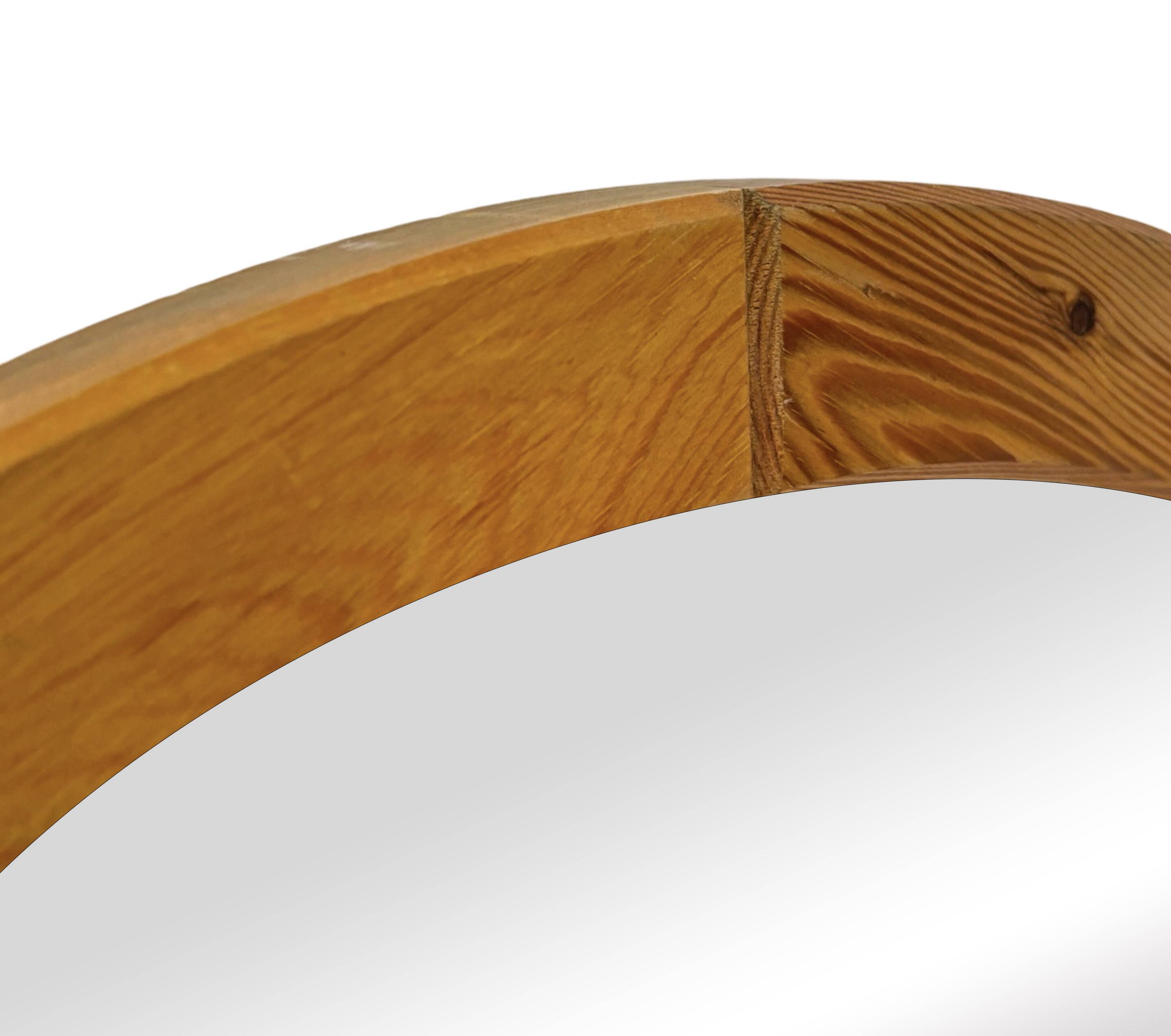 Vintage 70s round pine mirror Swedish design