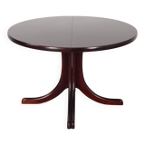 Round mahogany table, Danish design, 1970s, manufactured in Denmark