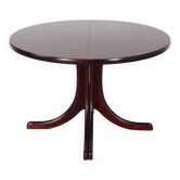 Table ronde en acajou, design danois, années 1970, fabriquée au Danemark.