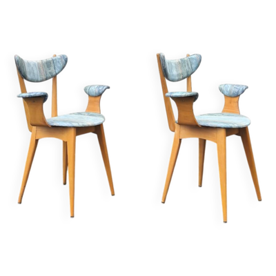 Paire de fauteuils bois, 1960