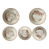 « Carmen » - 5 assiettes plates ø 23,5cm terre de fer Sarreguemines U&C
