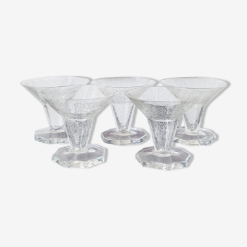 Baccarat style blown and engraved crystal glasses