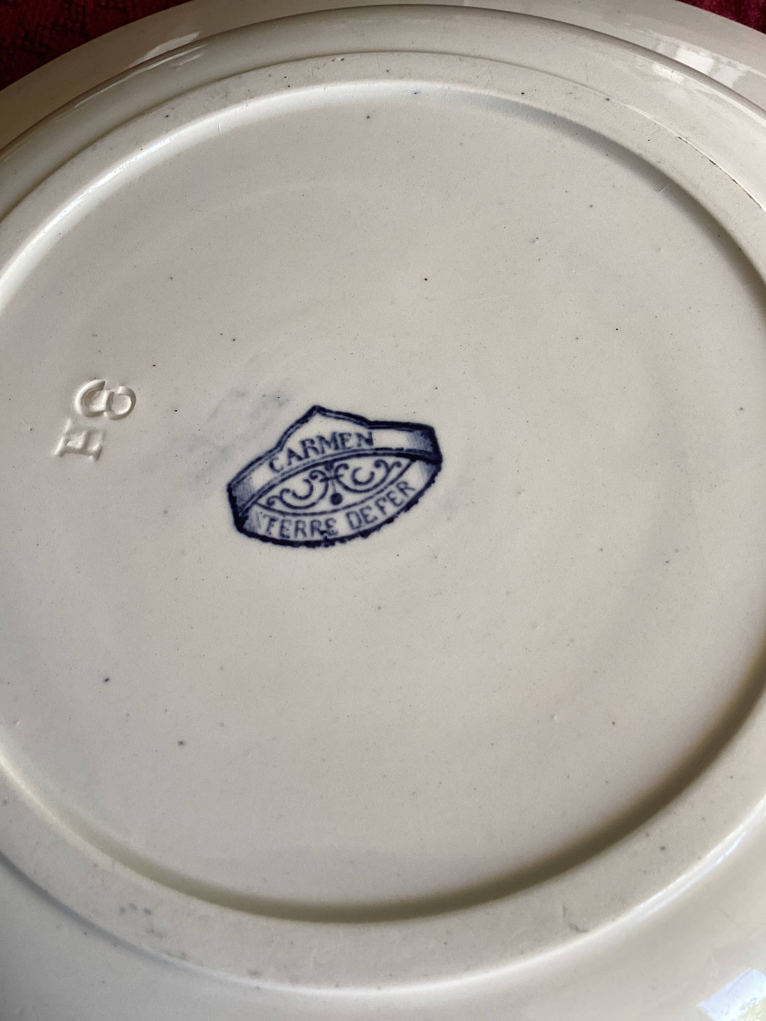 19th century Carmen iron earth soup plate dimensions: diameter -24 cm