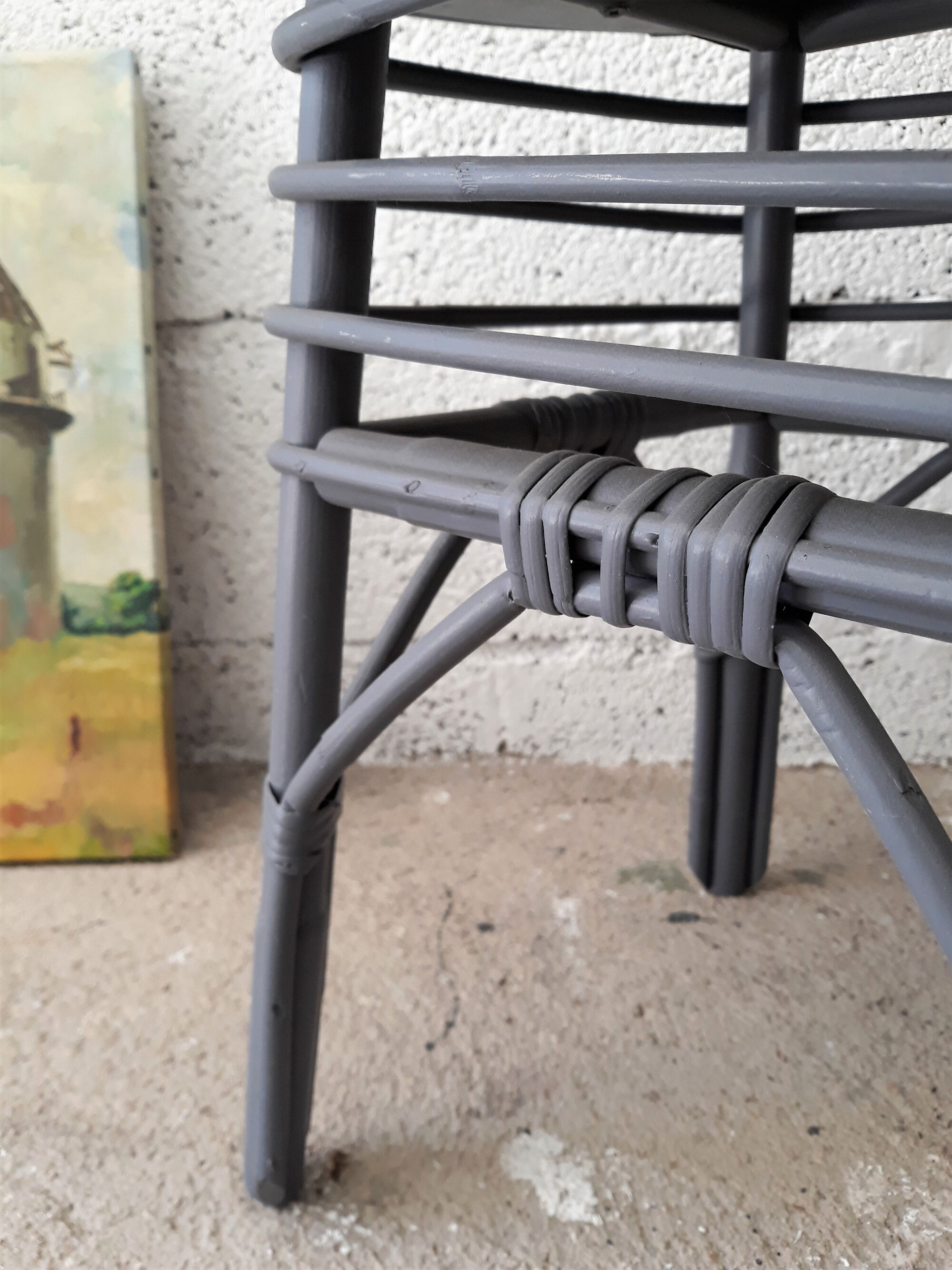 Rotin side table vintage 1960