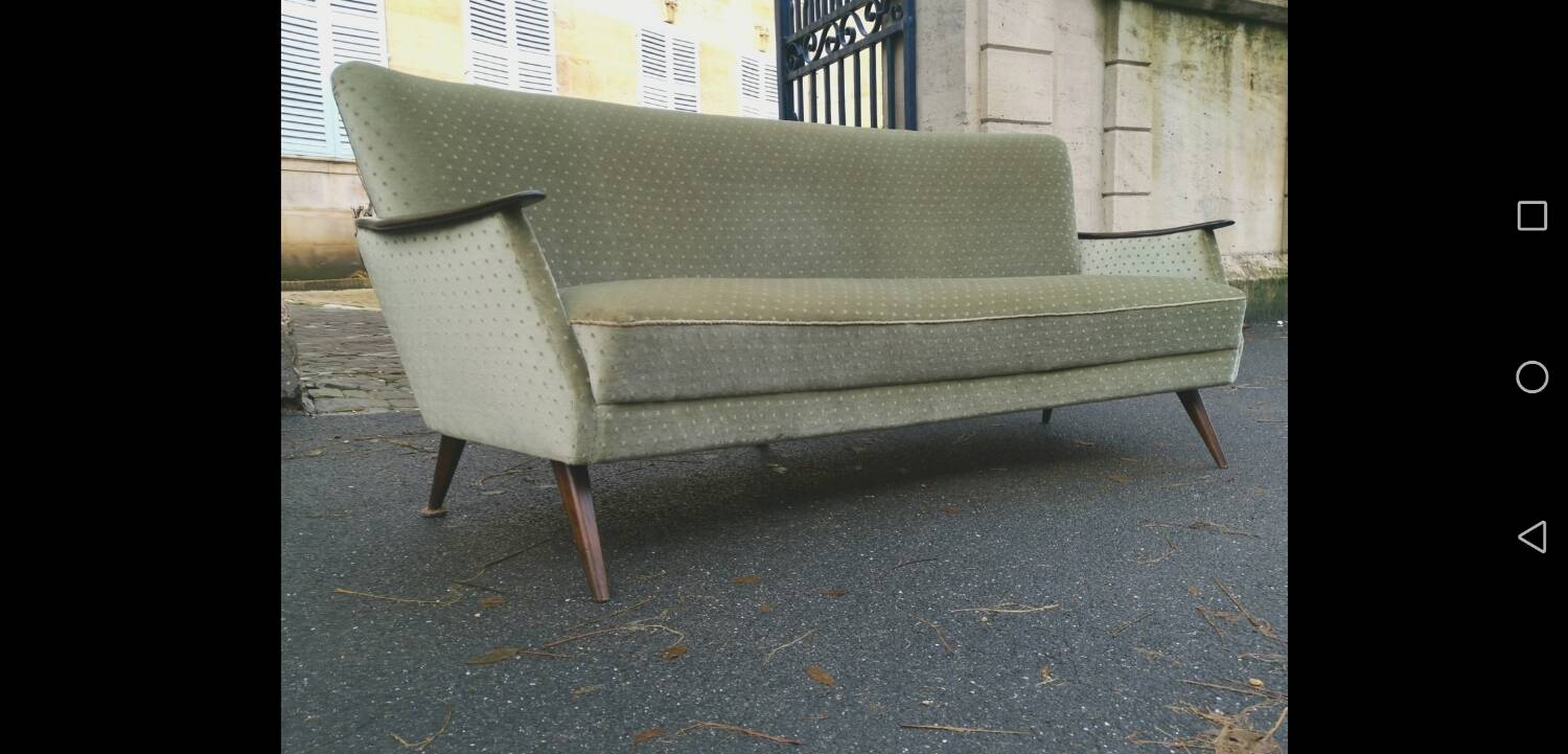 Water green velvet cabinetmaker's arc sofa