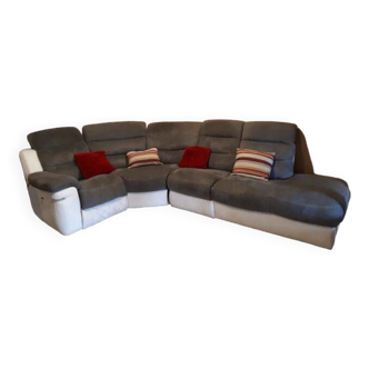 Relax corner sofa in leather and velvet