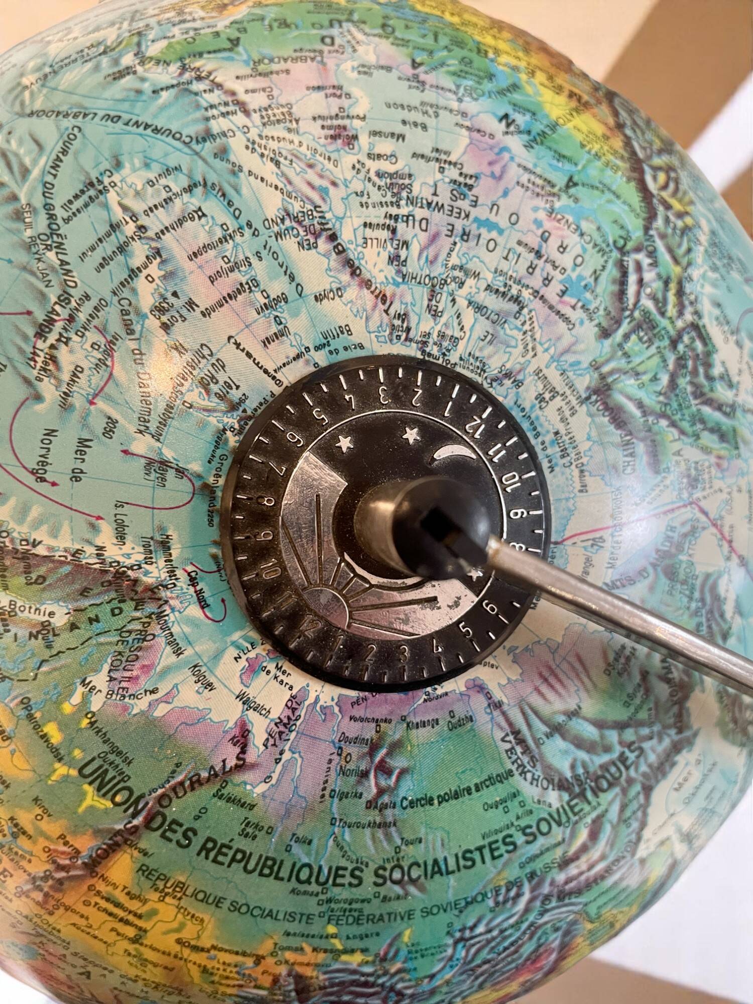 Terrestrial globe made in Denmark