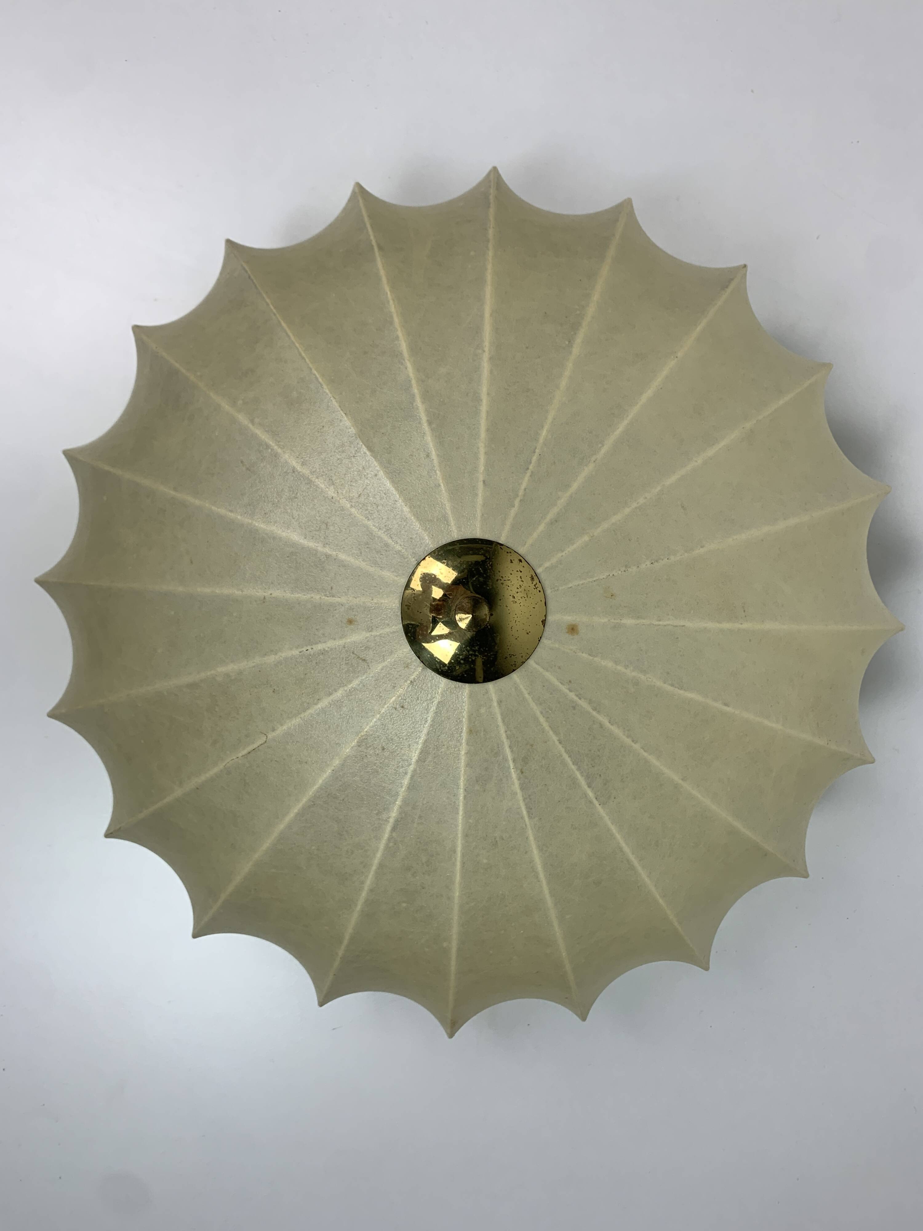 Midcentury ufo cocoon pendant lamp with brass, 1960s