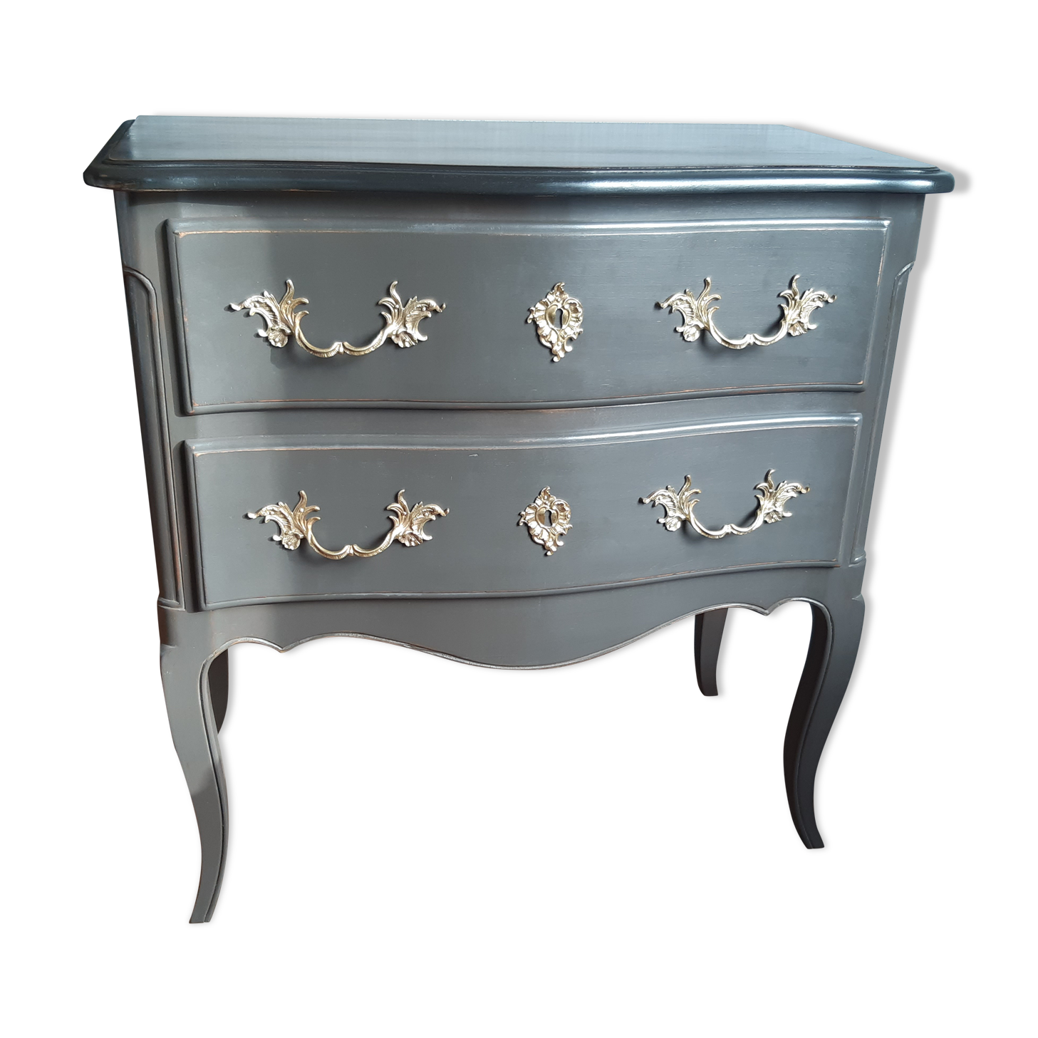 Patinated chest of drawers Louis XV style 2 drawers
