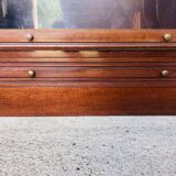 Vintage mahogany avocado bookcase with overhead glass doors circa 40's/50's
