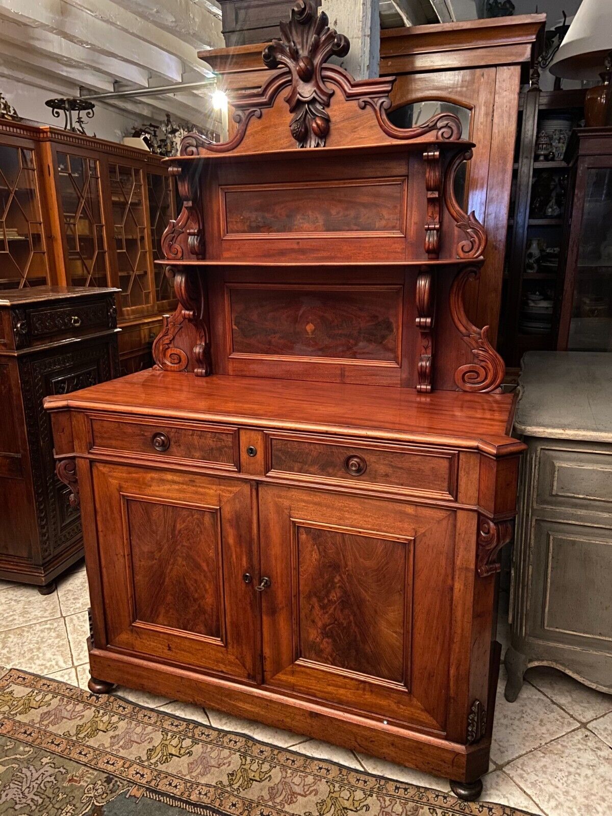 Saint Hubert 19th century sideboard in solid walnut Napoleon III