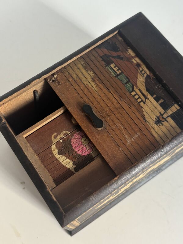 Porte-cigarettes vintage 1960 distributeur bois japon groom - 12 x 9 cm