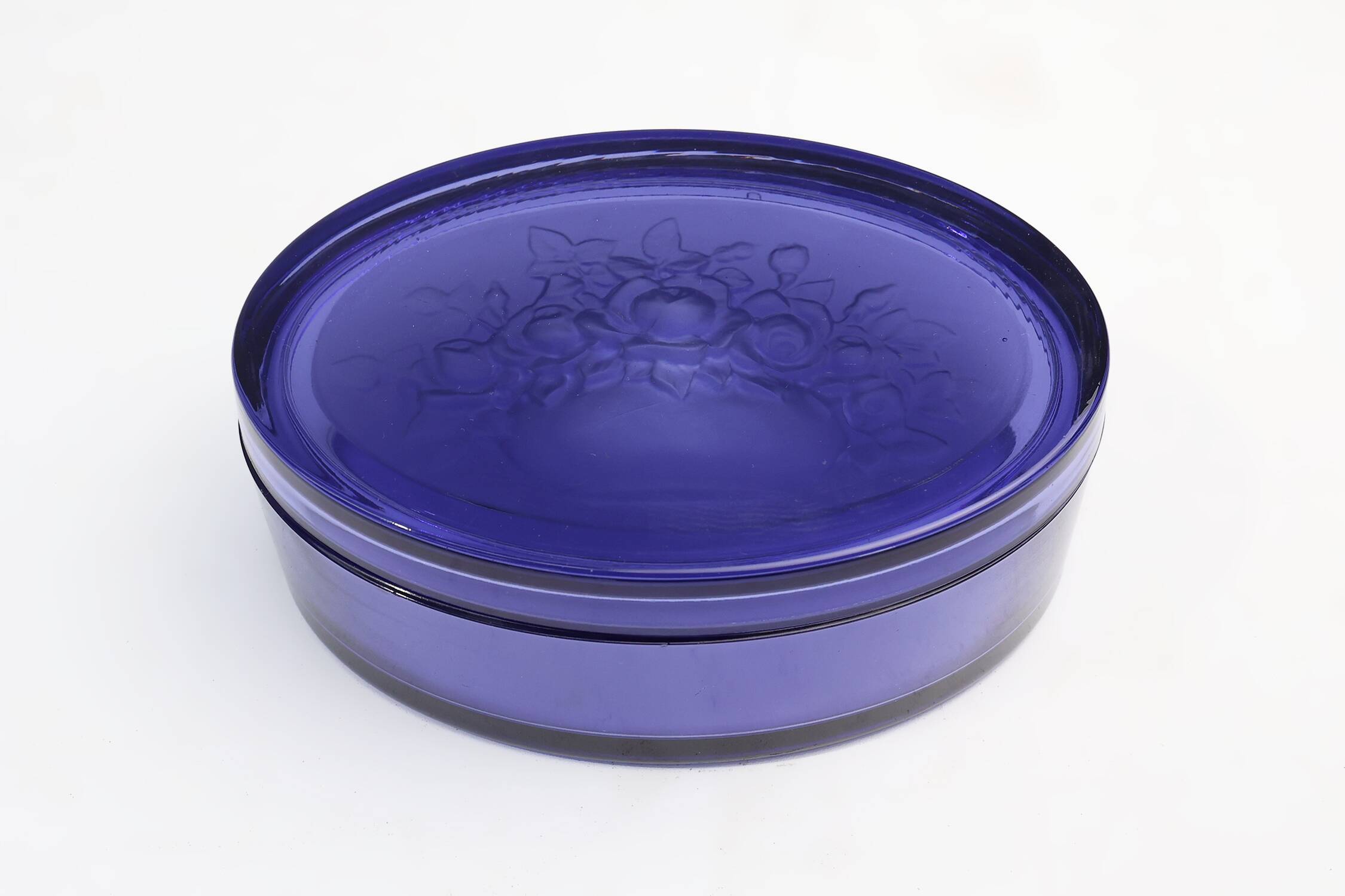 Blue glass Val-Saint-Lambert Vide-Poche, Belgium ca. 1900