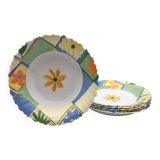 6 hollow plates "luminarc" with flower motifs.