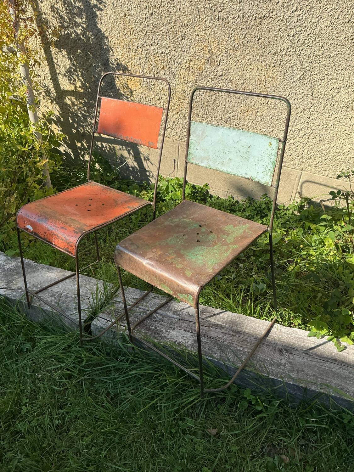 Paire chaises métal