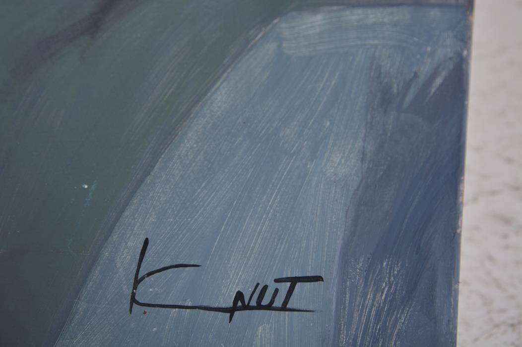 Vintage screen made up of 4 wooden panels reproducing the painting by tamara de lempicka 1925.