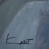 Vintage screen made up of 4 wooden panels reproducing the painting by tamara de lempicka 1925.