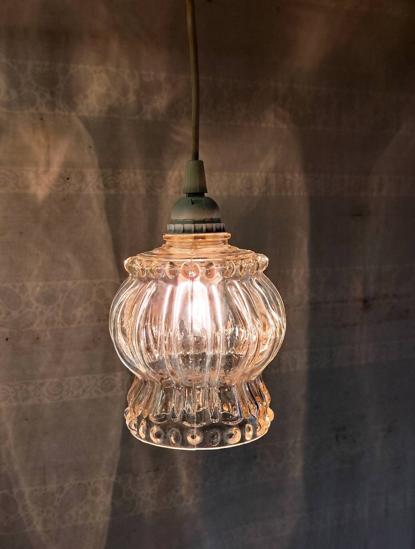 Moulded glass suspension globe - mid 20th century