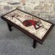 Table basse rectangulaire en bois céramique 1960s Vallauris DAN