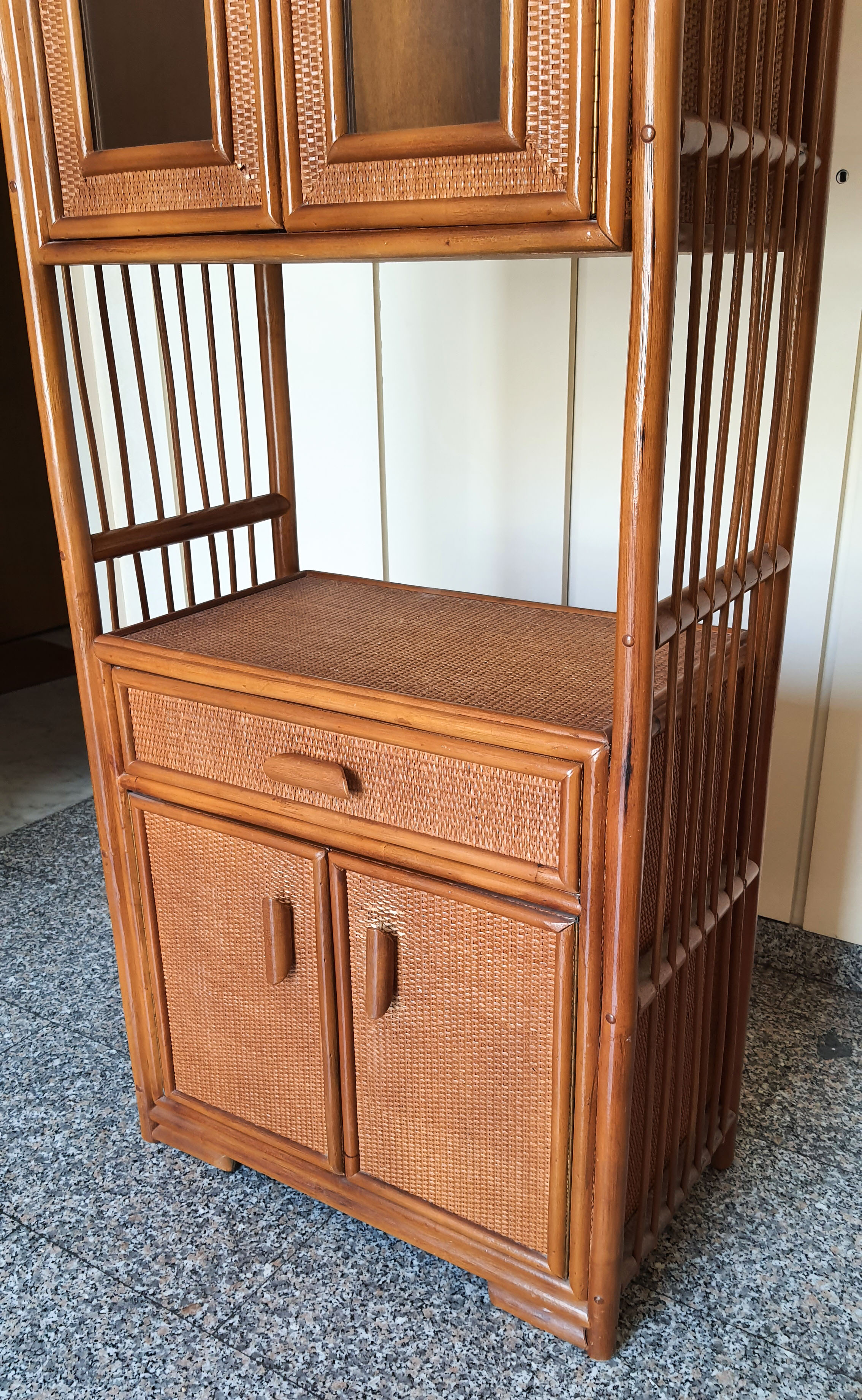 Rattan library and vintage bamboo